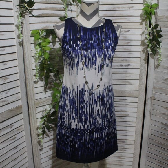 Vince Camuto Dresses & Skirts - Vince Camuto Blue White Knee Length Sheath Dress (36)